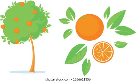 Orangefarbene Bäume - Illustration für flaches Design