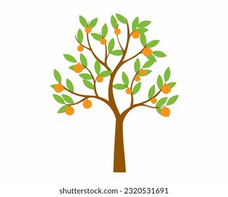 orange tree healthy fruit Vector illustration in flat style.