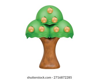 Orangenbaum-Symbol 3D-Illustration rendern