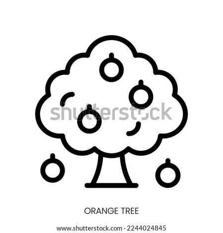orange tree icon. Line Art Style Design Isolated On White Background