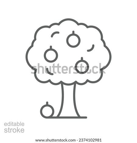 Orange tree icon. Simple outline style. Fruit tree, food, nature, agriculture concept. Thin line symbol. Vector illustration isolated. Editable stroke.