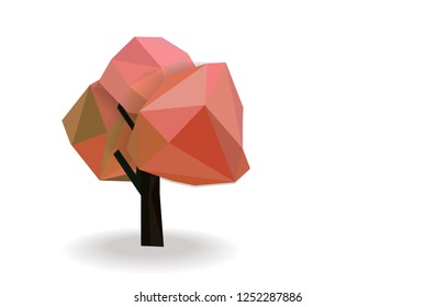 orange tree low poly isolated with white background , abstract nature tree concept,geometric and triangle shape design, vector art and illustration.