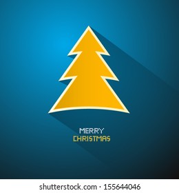 Orange Tree Made from Paper on Dark Blue Background, Merry Christmas Theme 