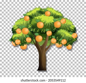 Árbol naranja en ilustración de fondo transparente