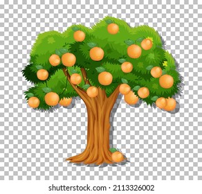 Árbol naranja en ilustración de fondo transparente