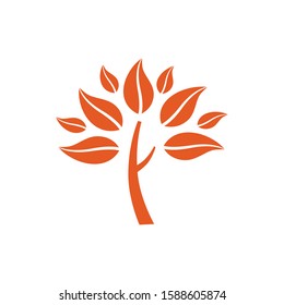 orange tree silhouette isolated on white background, vector