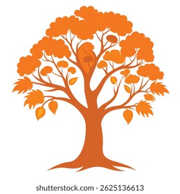 Orangenbaum Silhouette Vektor auf weißem Hintergrund
