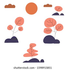 orange tree with stone on white background