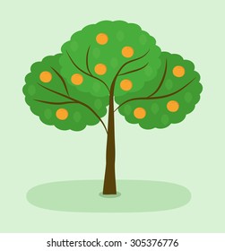 Orange Tree Vector Illustration Stock Vector (Royalty Free) 305376776 ...