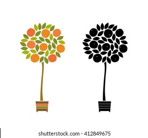 Orange tree. Vector illustration.
