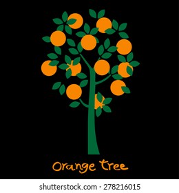 Orange tree. Orange vector illustration. Flat style.