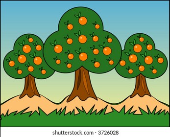 Orange Trees Stock Vector (Royalty Free) 3726028 | Shutterstock