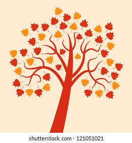 Orange trees in the autumn. A vector illustration.