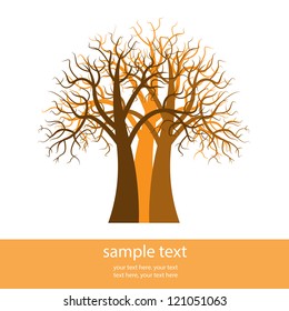 Orange trees in the autumn. A vector illustration.