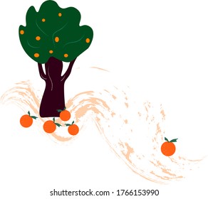 orange tree.there are a lot of oranges around the tree.vector.
