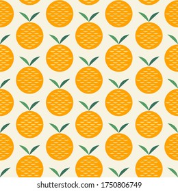 Orange trendy flat seamless pattern. Vector simple fruit pattern