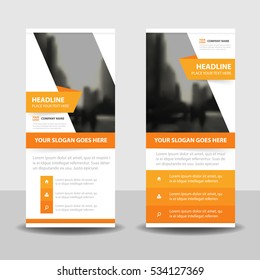 Orange triangle Business Roll Up Banner flat design template ,Abstract Geometric vertical  banner Vector illustration set, presentation brochure flyer 