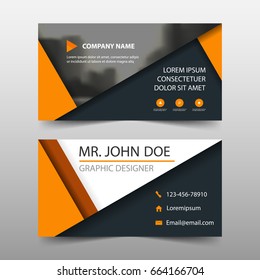 Orange triangle corporate business card, name card template ,horizontal simple clean layout design template , 
