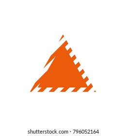 Orange triangle logo with border lines warning call vector