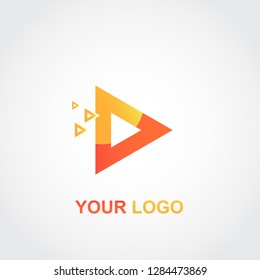 orange triangle logo. colorful 3D template design vector