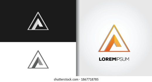 orange triangle logo set idea template vector