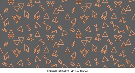 Orange triangle pattern seamless on gray background for print on fabric and more.