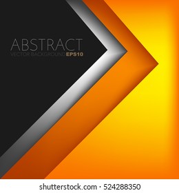 Orange triangle vector background and overlap paper layer gradient color and space for text   message artwork design