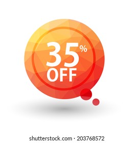 Orange triangular price vector bookmark 35 percent sale off. isolated 