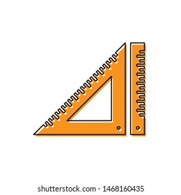 Orange Triangular ruler icon isolated on white background. Straightedge symbol. Geometric symbol.  Vector Illustration