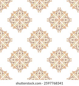 Orange Tribal ethnic vector seamless pattern. Aztec style ornamental background. Geometric native American pattern. Idea for wallpaper, textiles, rugs, carpets, and curtains.