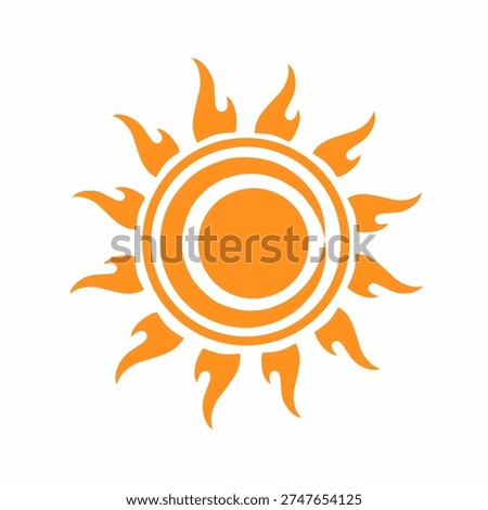 Orange Tribal Sun Vector Illustration - Abstract Solar Flame Mandala Graphic