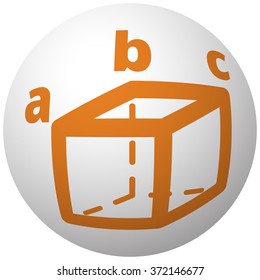 Orange Trigonometry icon on sphere isolated on white background