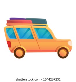 Orange trip car icon. Cartoon of orange trip car vector icon for web design isolated on white background