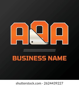 Orange Triple A Mining Logo Template with Letter A in the excavator bucket against a dark background for Business, company or association. AAA Logo Template