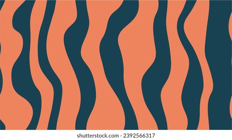 Orange trippy pattern, cover, poster in 60s or 70s style. Food abstract wallpaper pattern with waved stripes. Coral Stripes Pattern. Sushi restaurant packaging and Menu design. Seamless.