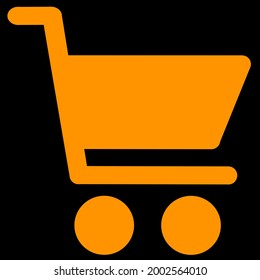 Vector de icono del Trole Naranja. Icono del carro de la compra en fondo negro.