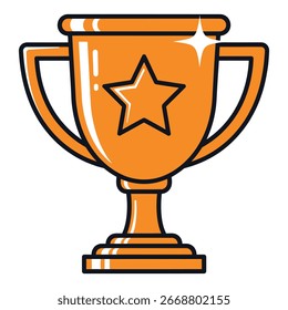 Trofeo naranja con estrella y brillante ganador del premio gráfico