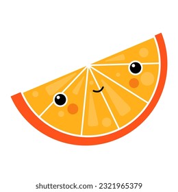 Orange, tropical fruit, vector illustration design in japanese kawaii style, modern, colorful, playful, childish, interior, nursery, summer