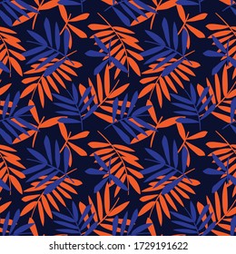 Orange Tropical Leaf fondo de patrón sin soldadura botánico adecuado para impresiones de moda, gráficos, fondos y artesanías