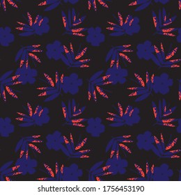 Orange Tropical Leaf botanical seamless pattern background suitable for fashion prints, graphics, backgrounds and crafts