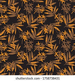 Orange Tropical Leaf botanischer, nahtloser Musterhintergrund, geeignet für Modedrucke, Grafiken, Hintergründe und Kunsthandwerk