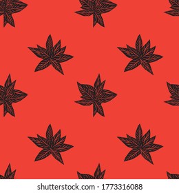 Orange Tropical Leaf botanischer, nahtloser Musterhintergrund, geeignet für Modedrucke, Grafiken, Hintergründe und Kunsthandwerk