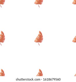 Orange Tropical Leaf. Vector illustration. Seamless background pattern. Floral botanical flower. Wild leaf wildflower isolated. Exotic tropical hawaiian jungle. Fabric wallpaper print texture.
