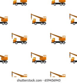 Orange truck crane pattern seamless flat style for web vector illustration