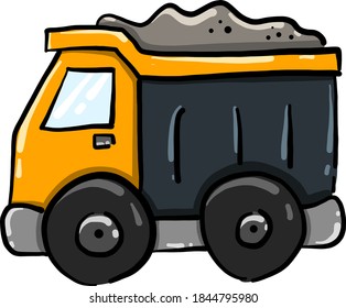 Orange truck, illustration, vector on white background
