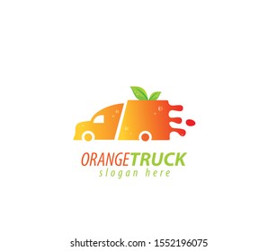 Orange truck logo design sign