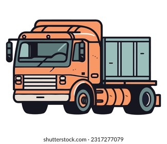 Vector de camión naranja sobre blanco