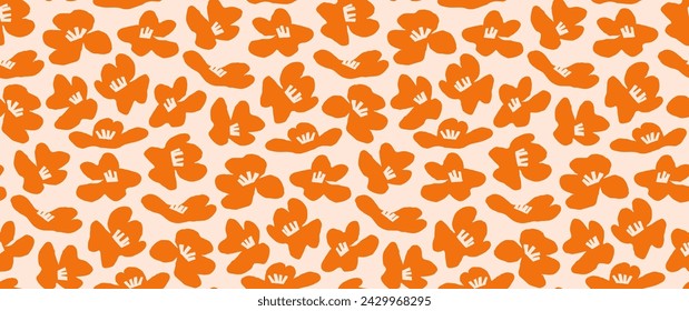 Orange tulip Flowers Seamless hippie pattern