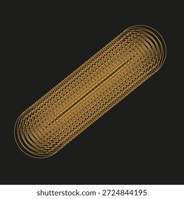 Efecto túnel naranja. Vector de línea circular. Elemento de tubo oblongo. Fondo negro minimalista intenso. EPS 10.