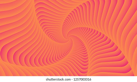 Orange tunnel vortex. Spiral abstract background, vector pattern.